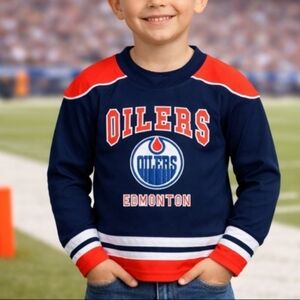 NHL Edmonton Oilers Kids Jersey Size 3T Navy & Orange Hockey Shirt